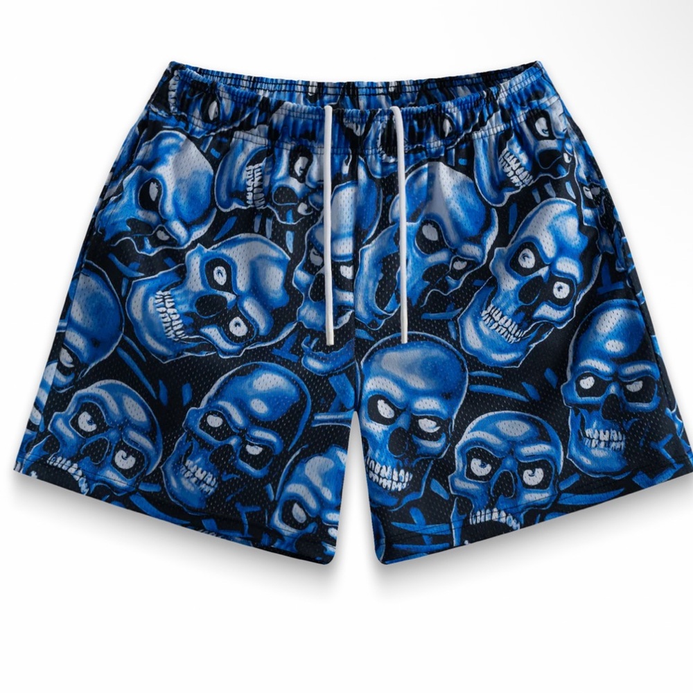 Brand New! Bravest Studios Blue Skull Print Men Shorts